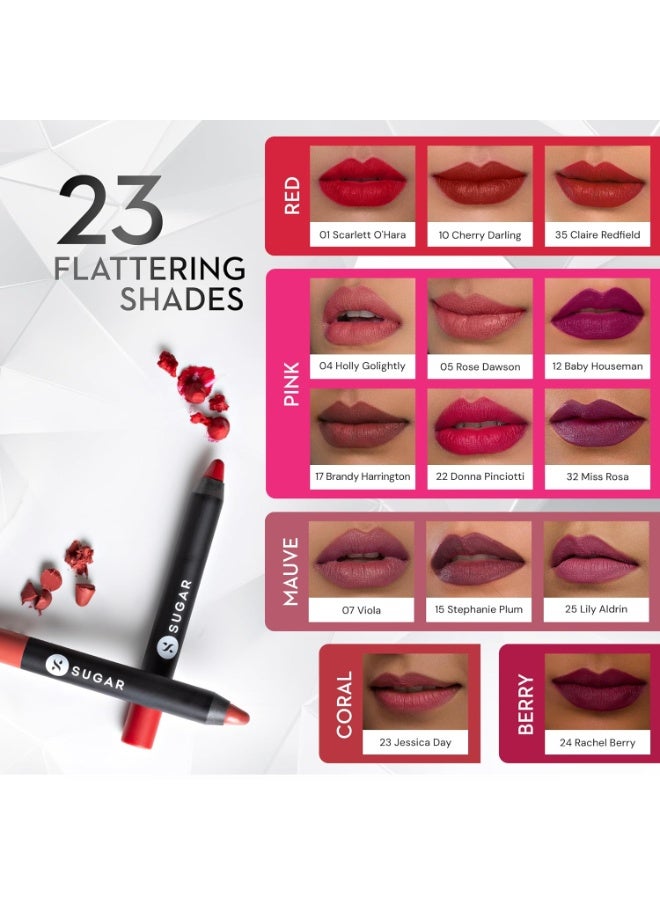 SUGAR Cosmetics Matte as Hell Crayon Lipsticks for Women | Lasts Up To 8+ Hours | Lip Crayon with Sharpener | 2.8gm - 24 Rachel Berry - Image 3